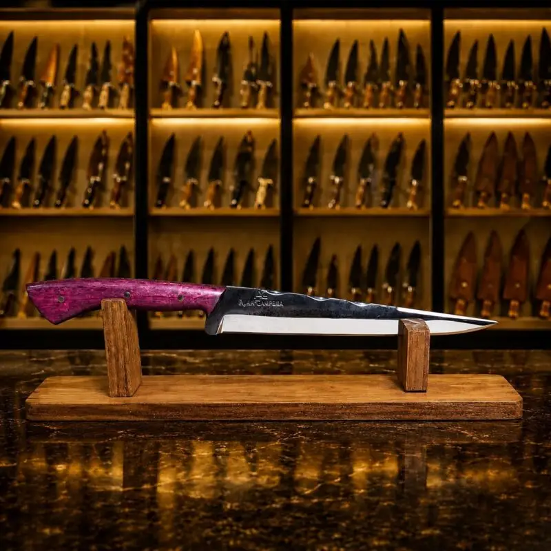 Faca Made in Fogo Língua de Chimango 11'' em Aço Carbono e cabo em Roxinho