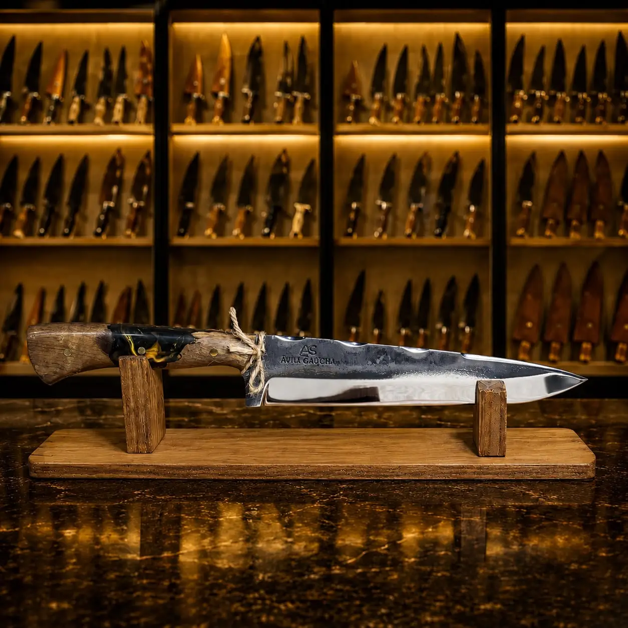 Faca Churrasco Made in Fogo 8" em Aço Carbono 5160, cabo híbrido, Brut Forge