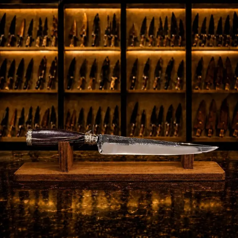 Faca D'Avila Gaúcha Torneada 8" em Aço 420C, Cabo em Madeira, Brut Forge