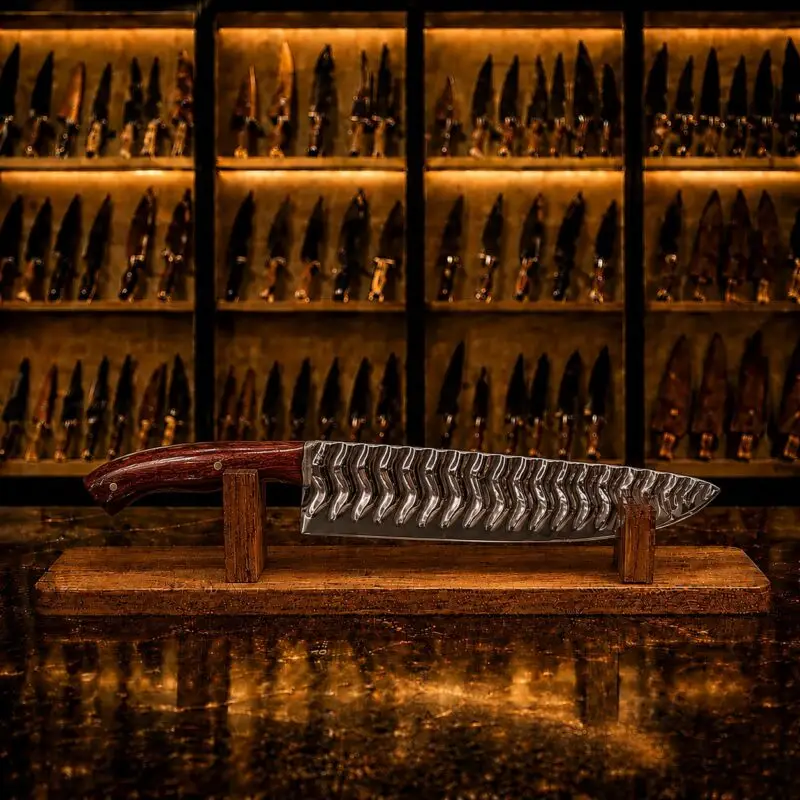 Faca Made in Fogo Picanheira 10'' em Aço 420C, Tratorada com cabo em Madeira